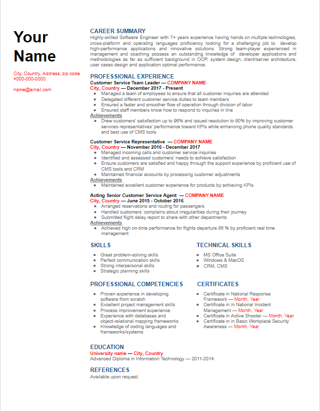 Skill Based Resume Template from skillroads.com